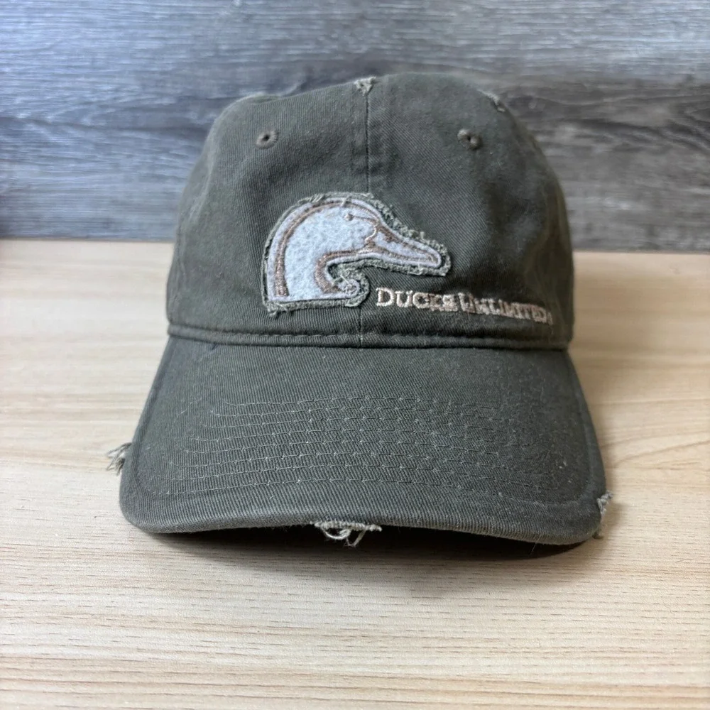 Ducks Unlimited Hat Cap Strap Back One‎ Size Brown Hunting Outdoors Distressed